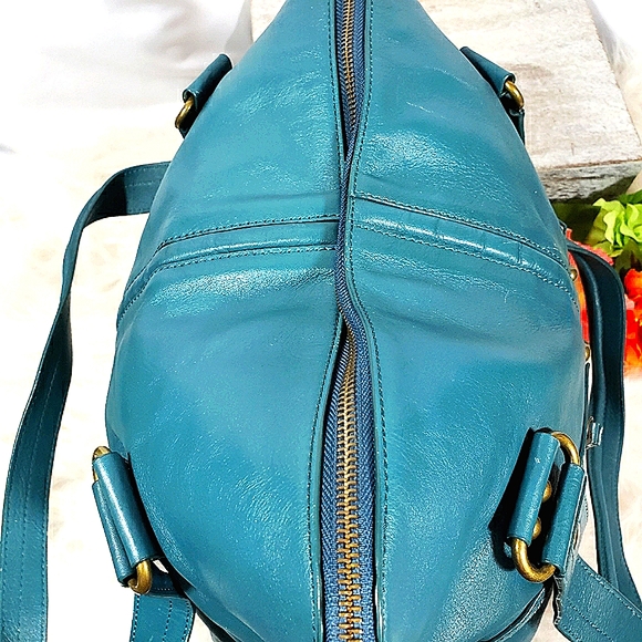 Kate Landry Turquoise Leather Large Satchel EUC - Picture 6 of 8